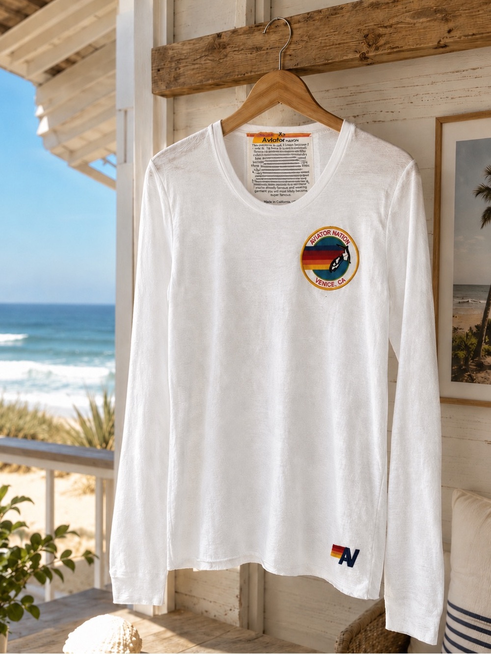 Aviator Nation Venice CA RAINBOW SURFER WAFFLE LONG SLEEVE TEE TOP XS - Picture 1 of 10